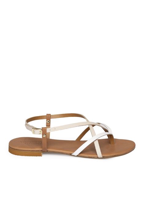 White/tan leather sandal VINCENT VEGA | P120VIT-BIANCO/CUOIO